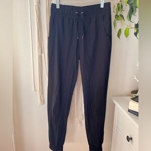 Slim Elastic-Waist Black Jogger Pants
